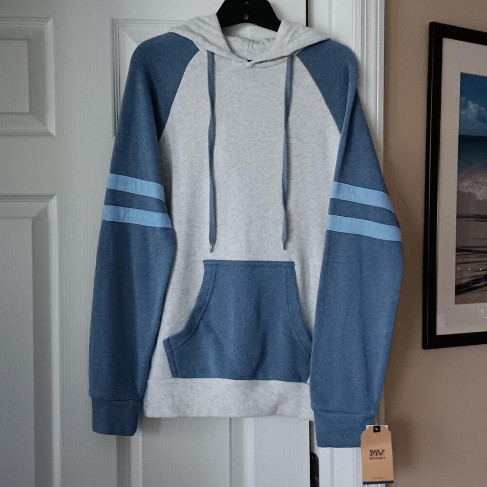 MV SPORT Womens Hoodie Gray and Blue Size Medium NEW